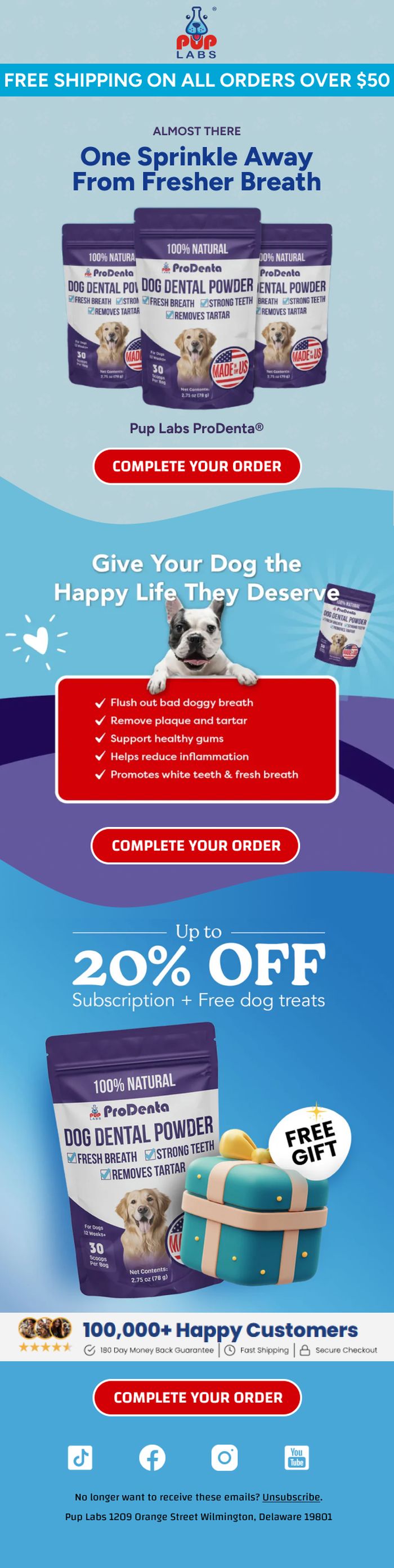 PupLabs cart recovery email