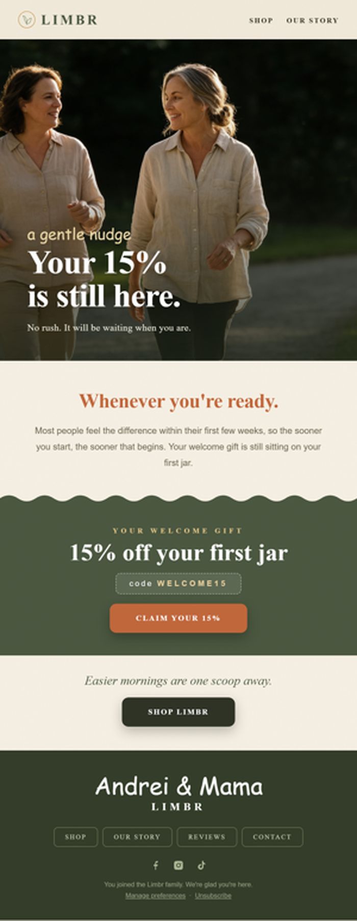 Limbr welcome reminder email