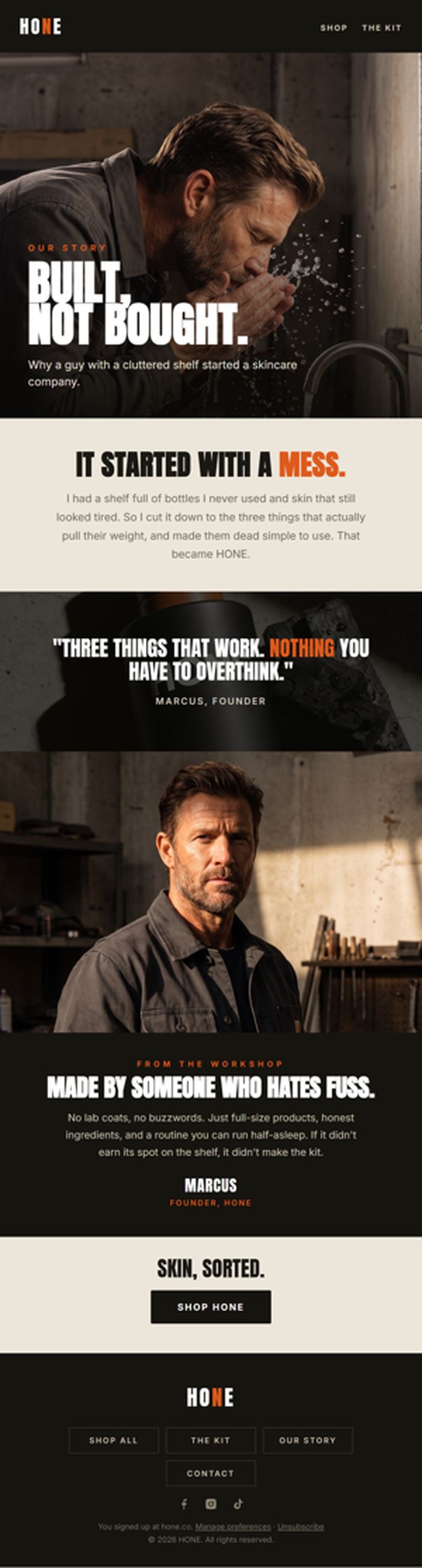 Hone brand story email